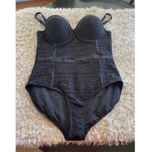 Coral Tropics Other - Coral Tropics Black Crochet Bathing Suit Size 3X